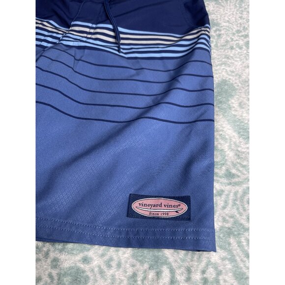 Vineyard Vines Men's Size 28 Performance 9 " Blue Striped Boardshort Swim Trunks - Picture 3 of 4